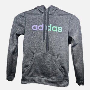 Adidas Womens Gray Hoodie,XS,Colorful Logo,Climawarm Clothing Long Sleeve Top